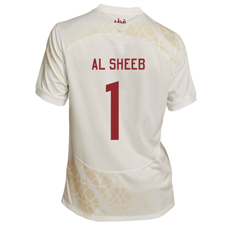 Kinderen Qatarees Saad Al Sheeb #1 Goud Beige Uitshirt Uittenue 22-24 T-shirt België