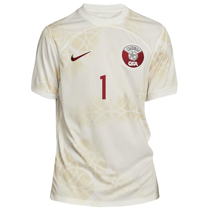 Kinder Katarische Saad Al Sheeb #1 Goldbeige Auswärtstrikot Trikot 22-24 T-shirt Belgien