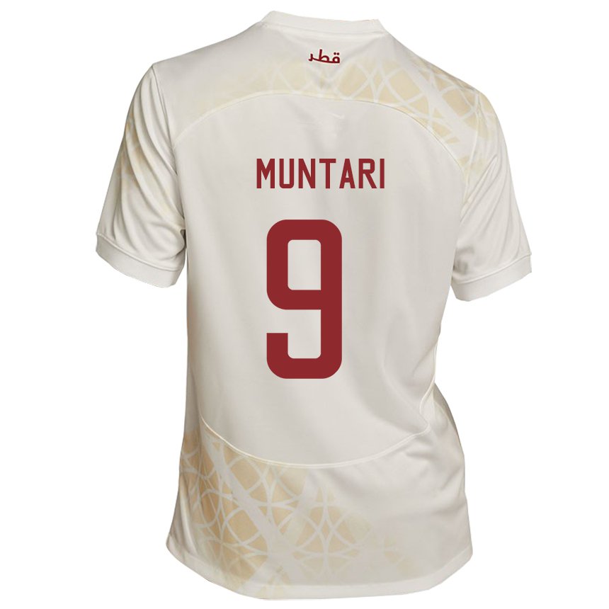Kinder Katarische Mohammed Muntari #9 Goldbeige Auswärtstrikot Trikot 22-24 T-shirt Belgien