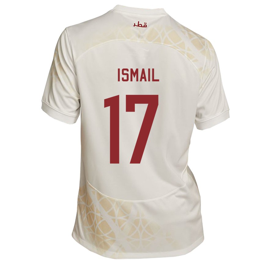Kinder Katarische Ismail Mohamad #17 Goldbeige Auswärtstrikot Trikot 22-24 T-shirt Belgien