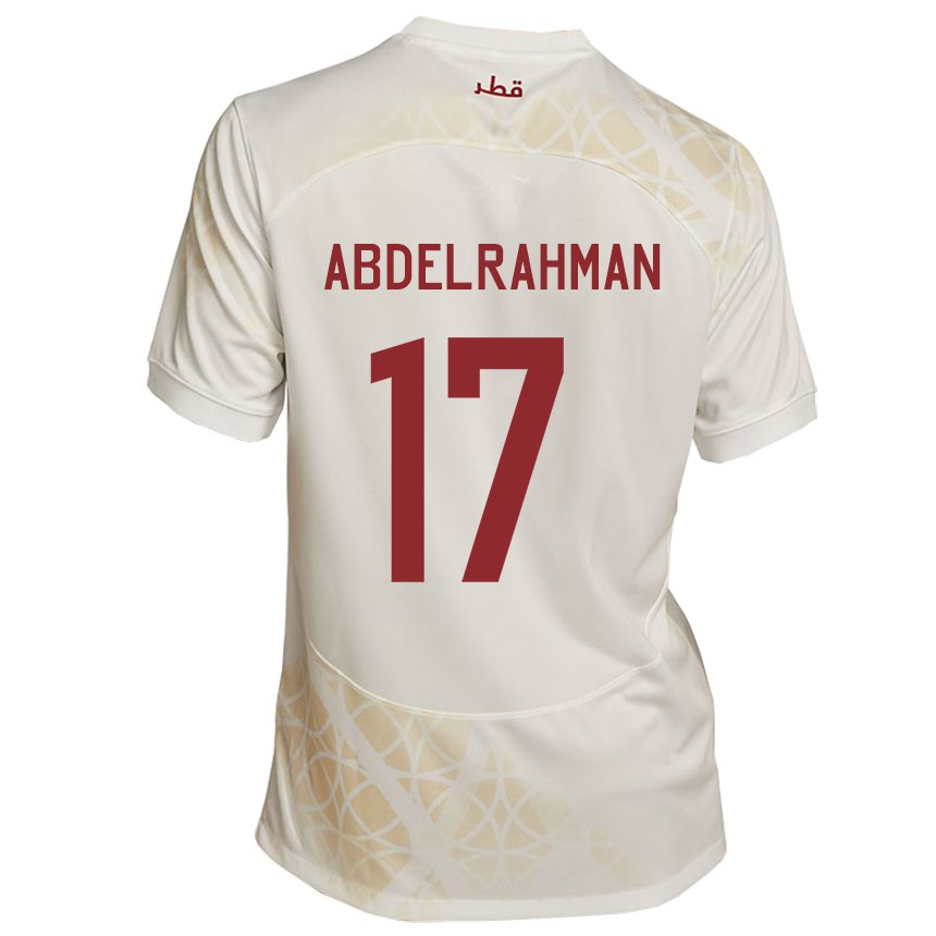 Kinder Katarische Abdelrahman Fahmi Moustafa #17 Goldbeige Auswärtstrikot Trikot 22-24 T-shirt Belgien