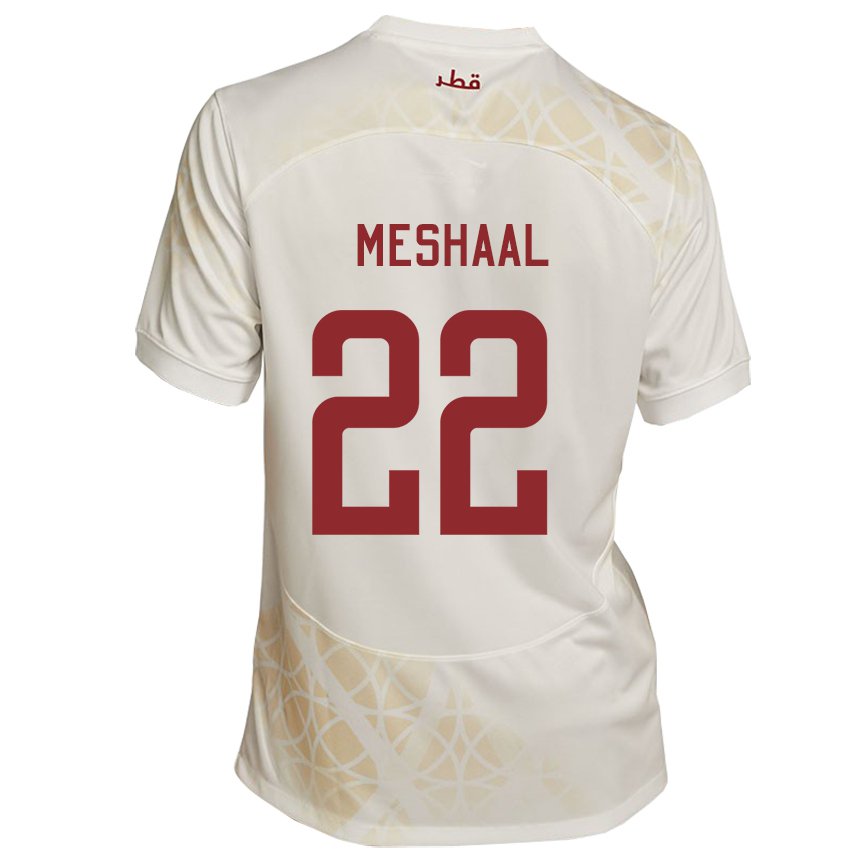 Enfant Maillot Qatar Meshaal Barsham #22 Beige Doré Tenues Extérieur 22-24 T-shirt Belgique