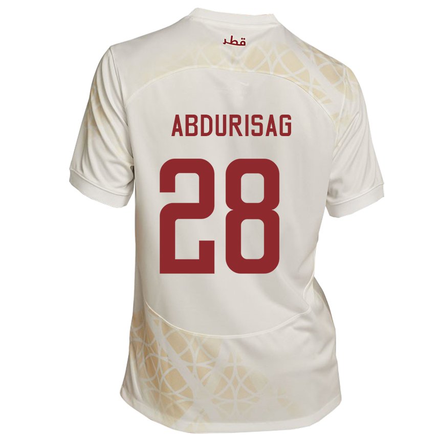 Kinder Katarische Yusuf Abdurisag #28 Goldbeige Auswärtstrikot Trikot 22-24 T-shirt Belgien
