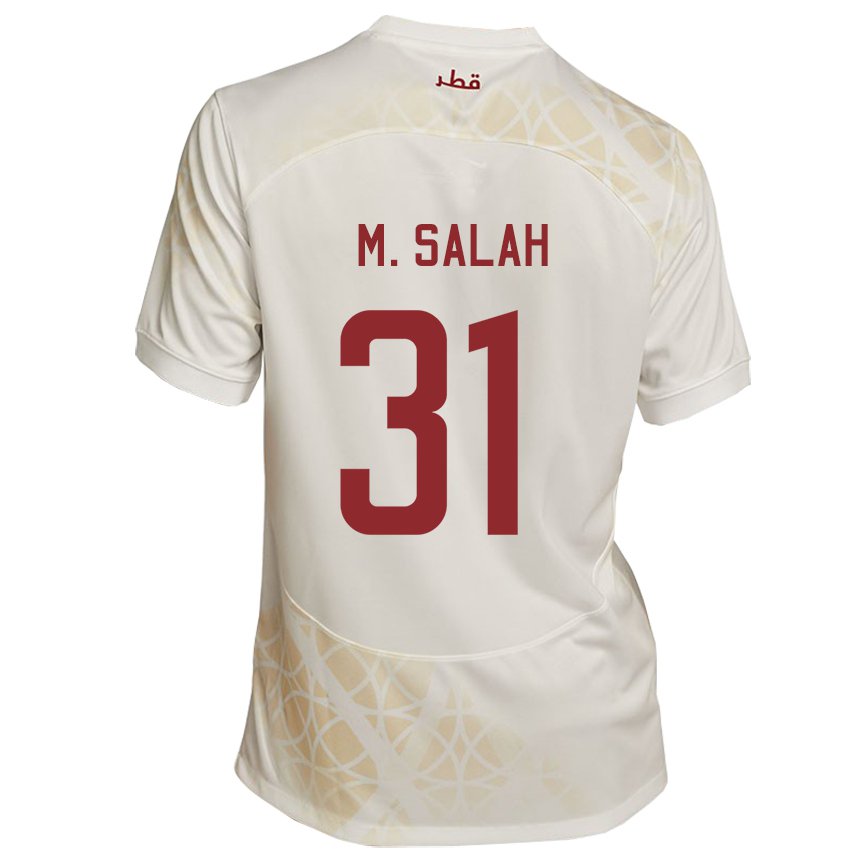 Kinder Katarische Salah Zakaria #31 Goldbeige Auswärtstrikot Trikot 22-24 T-shirt Belgien