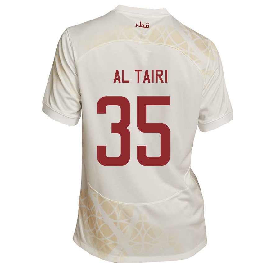 Kinder Katarische Osamah Al Tairi #35 Goldbeige Auswärtstrikot Trikot 22-24 T-shirt Belgien