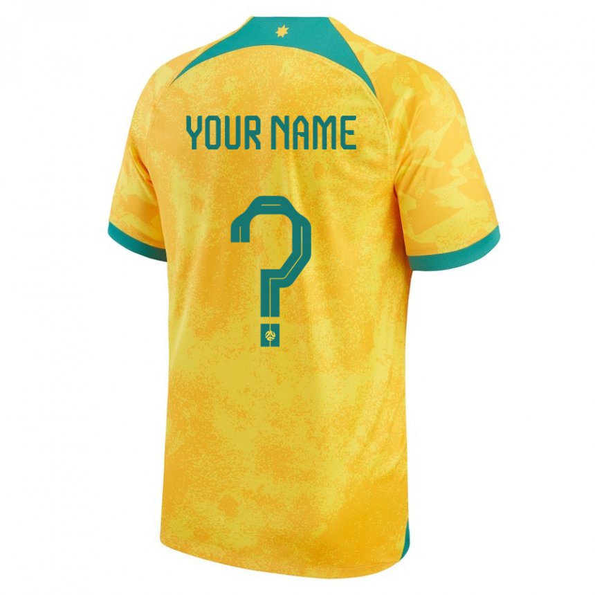 Herren Australische Ihren Namen #0 Gold Heimtrikot Trikot 22-24 T-shirt Belgien
