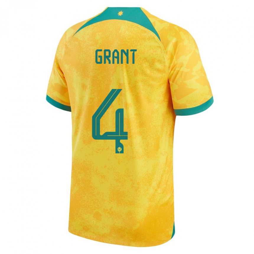 Heren Australisch Rhyan Grant #4 Gouden Thuisshirt Thuistenue 22-24 T-shirt België