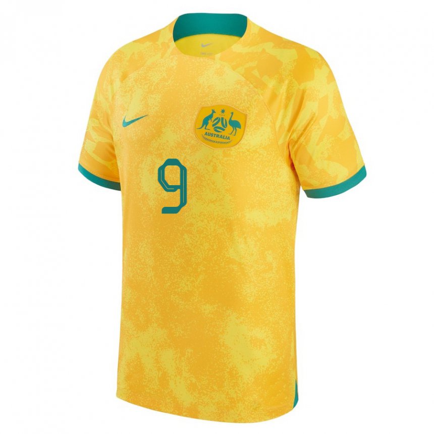 Herren Australische Adam Taggart #9 Gold Heimtrikot Trikot 22-24 T-shirt Belgien
