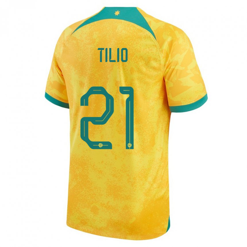 Herren Australische Marco Tilio #21 Gold Heimtrikot Trikot 22-24 T-shirt Belgien