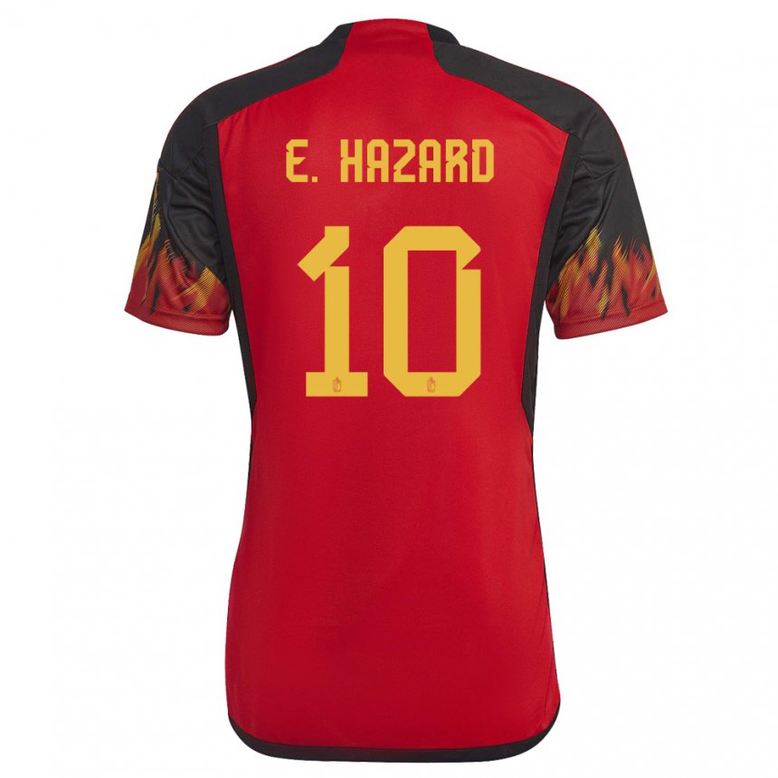 Herren Belgische Eden Hazard #10 Rot Heimtrikot Trikot 22-24 T-shirt Belgien