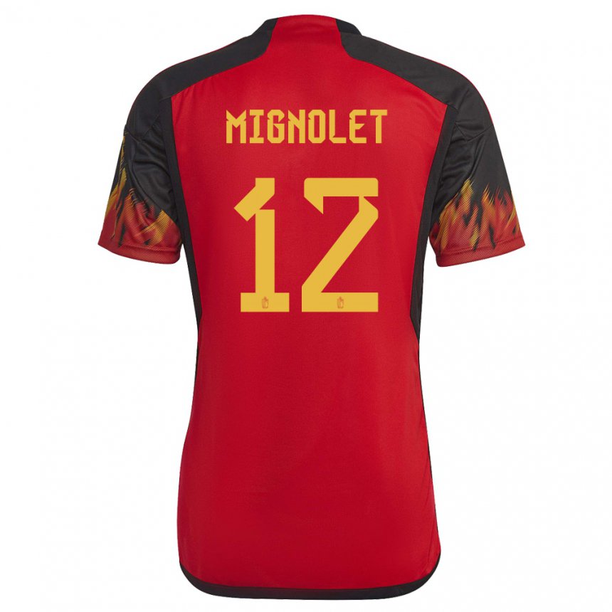 Herren Belgische Simon Mignolet #12 Rot Heimtrikot Trikot 22-24 T-shirt Belgien