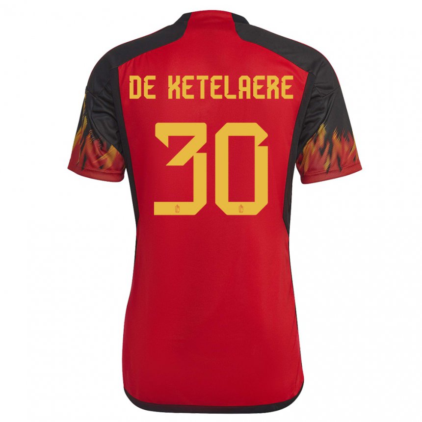 Herren Belgische Charles De Ketelaere #30 Rot Heimtrikot Trikot 22-24 T-shirt Belgien