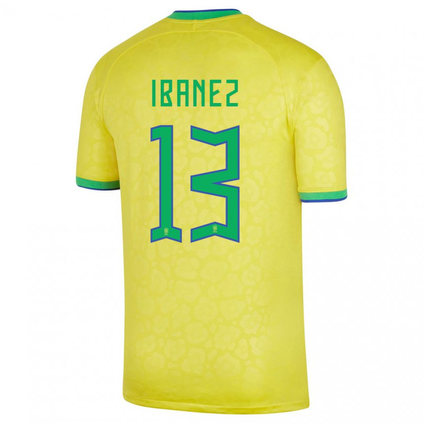 Herren Brasilianische Roger Ibanez #13 Gelb Heimtrikot Trikot 22-24 T-shirt Belgien