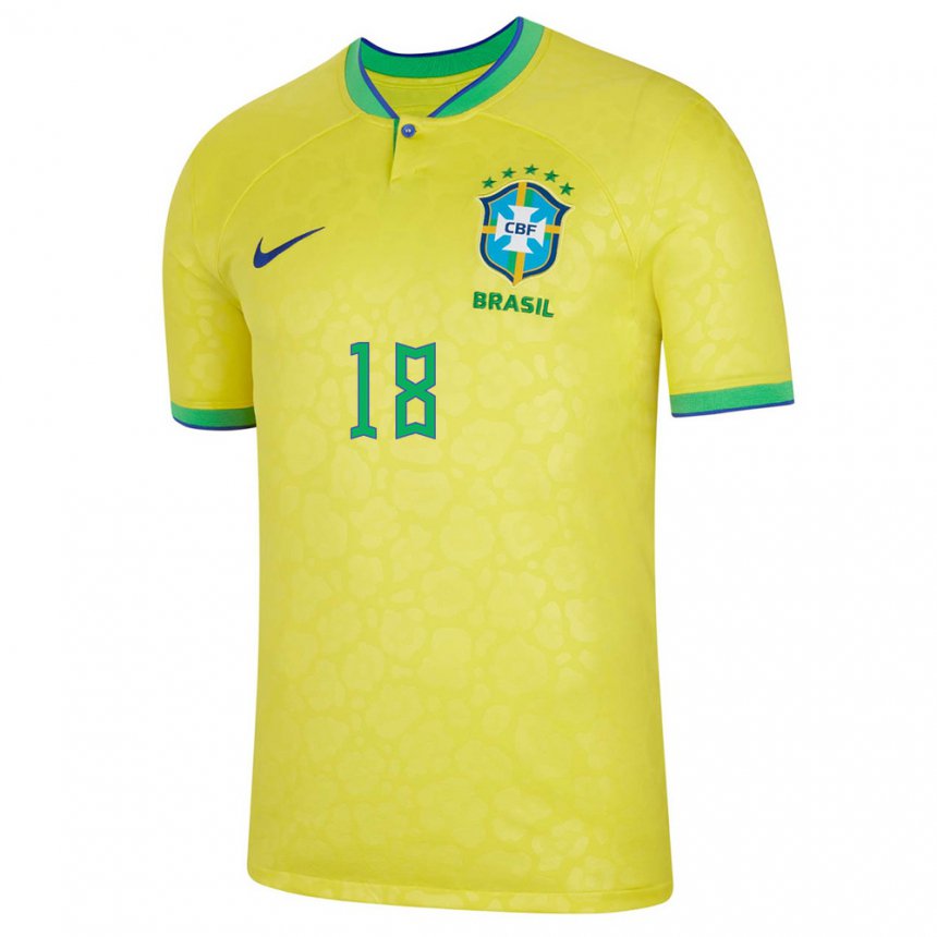 Herren Brasilianische Antony #18 Gelb Heimtrikot Trikot 22-24 T-shirt Belgien