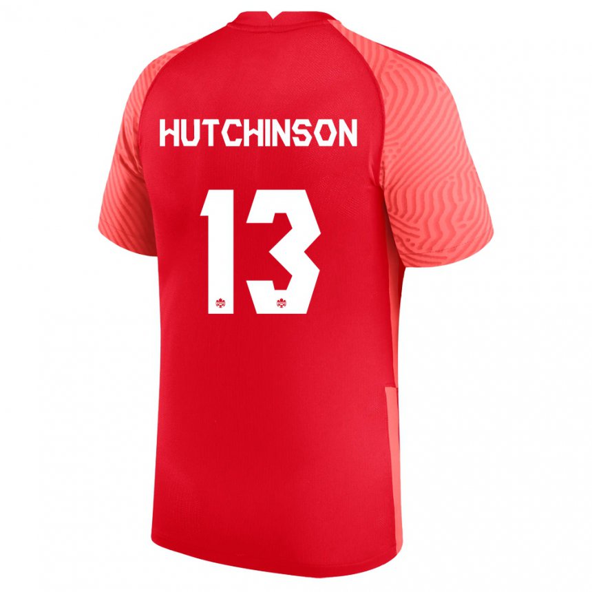 Homme Maillot Canada Atiba Hutchinson #13 Rouge Tenues Domicile 22-24 T-shirt Belgique