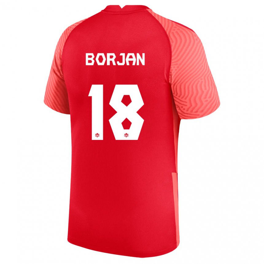 Homme Maillot Canada Milan Borjan #18 Rouge Tenues Domicile 22-24 T-shirt Belgique