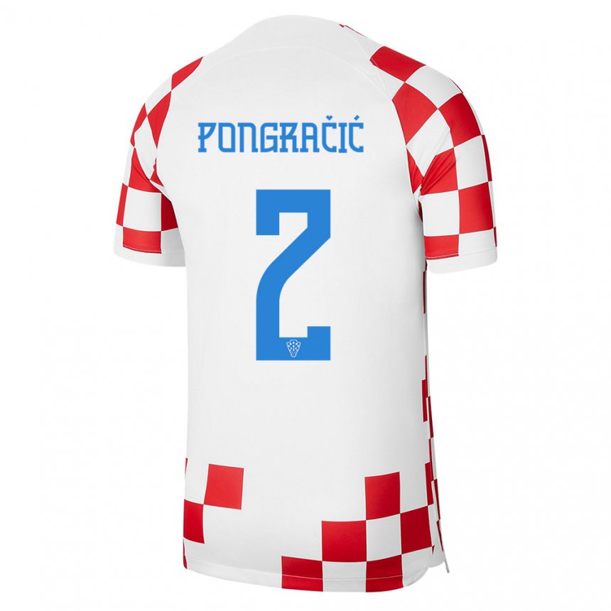 Herren Kroatische Marin Pongracic #2 Rot-weiss Heimtrikot Trikot 22-24 T-shirt Belgien