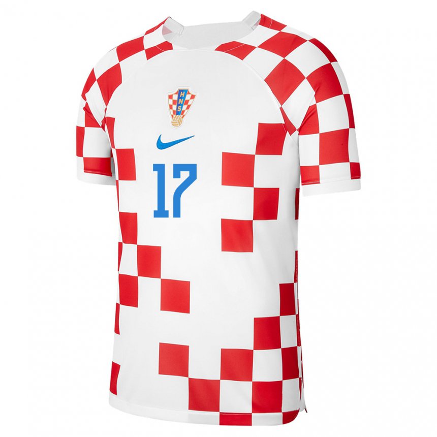 Herren Kroatische Ante Budimir #17 Rot-weiss Heimtrikot Trikot 22-24 T-shirt Belgien