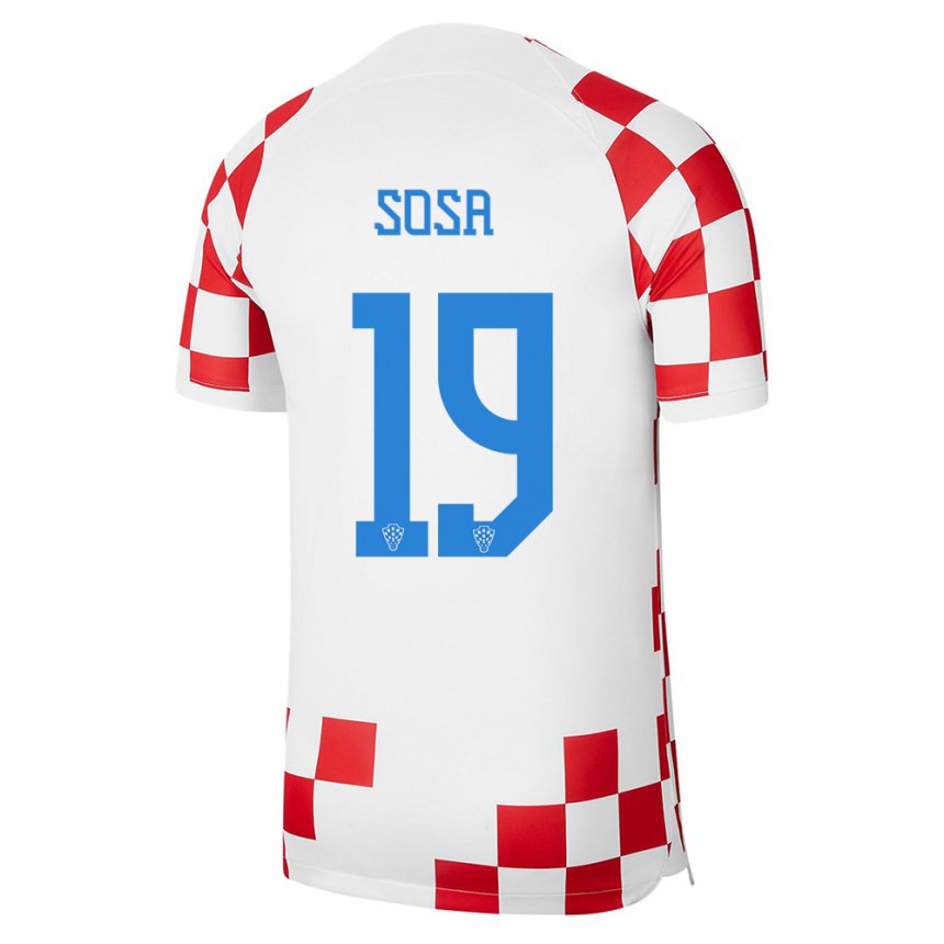 Herren Kroatische Borna Sosa #19 Rot-weiss Heimtrikot Trikot 22-24 T-shirt Belgien
