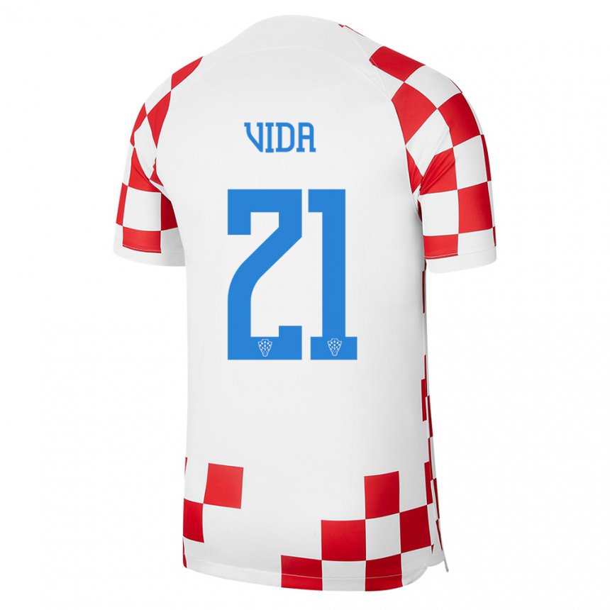Herren Kroatische Domagoj Vida #21 Rot-weiss Heimtrikot Trikot 22-24 T-shirt Belgien