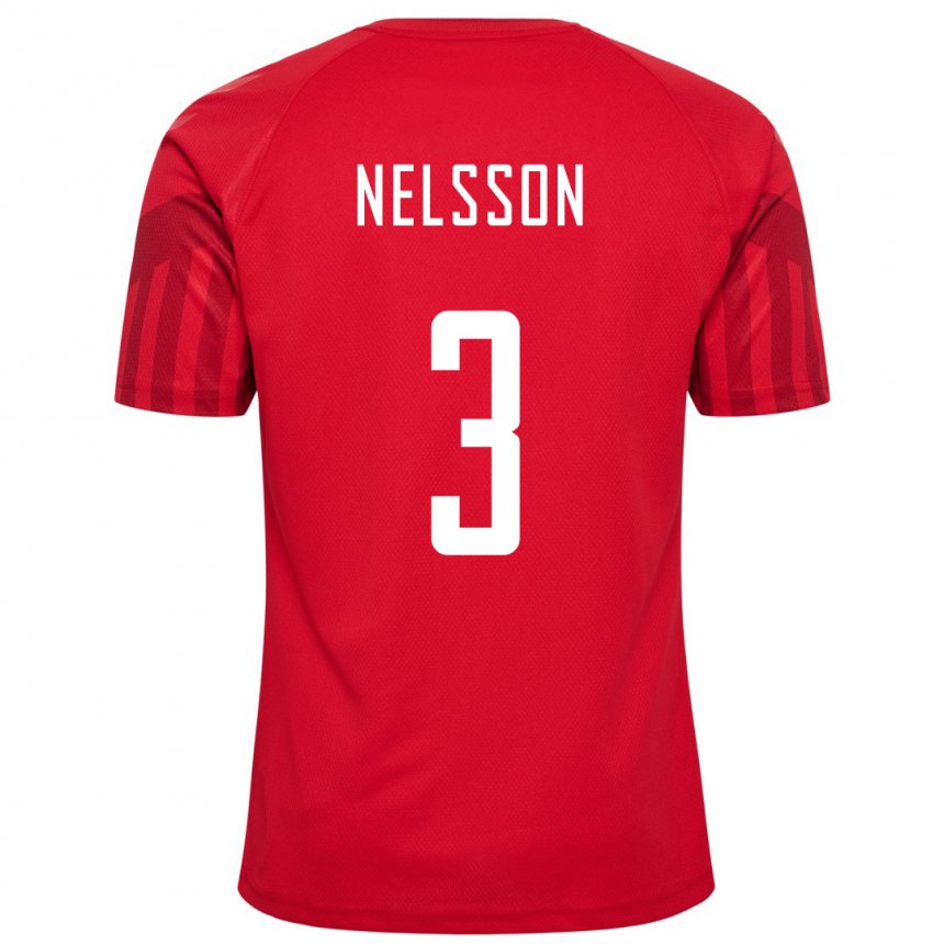 Herren Dänische Victor Nelsson #3 Rot Heimtrikot Trikot 22-24 T-shirt Belgien