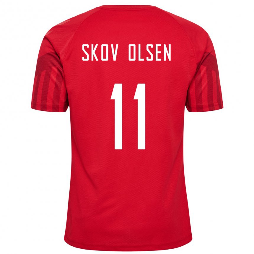 Herren Dänische Andreas Skov Olsen #11 Rot Heimtrikot Trikot 22-24 T-shirt Belgien