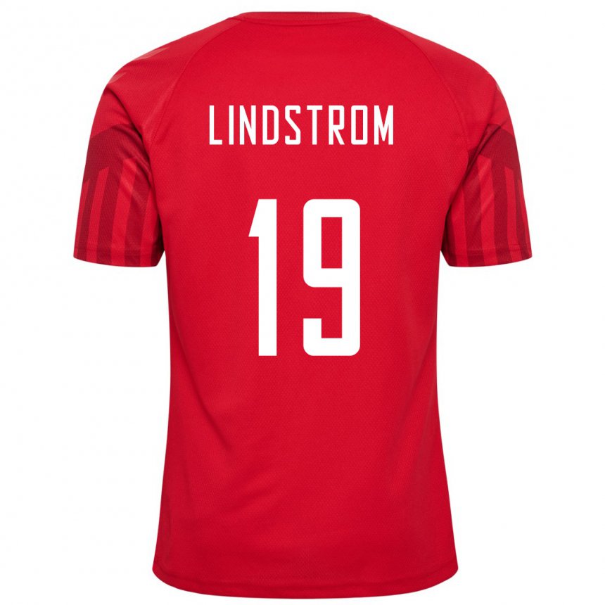 Homme Maillot Danemark Jesper Lindstrom #19 Rouge Tenues Domicile 22-24 T-shirt Belgique