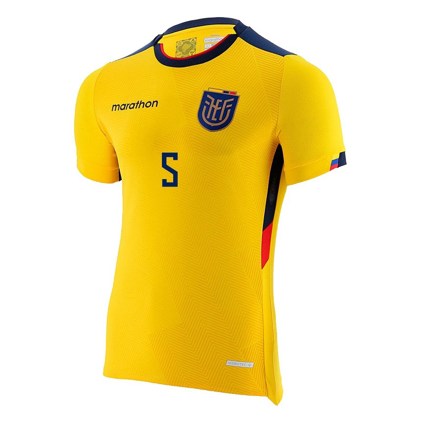 Herren Ecuadorianische Jose Cifuentes #5 Gelb Heimtrikot Trikot 22-24 T-shirt Belgien