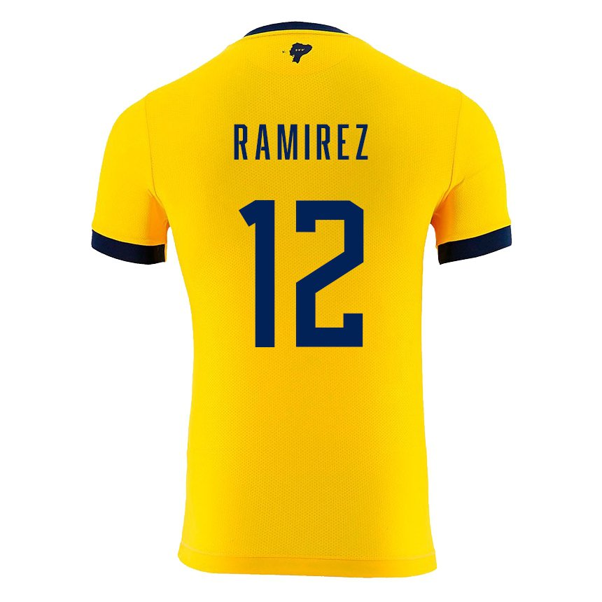 Herren Ecuadorianische Moises Ramirez #12 Gelb Heimtrikot Trikot 22-24 T-shirt Belgien