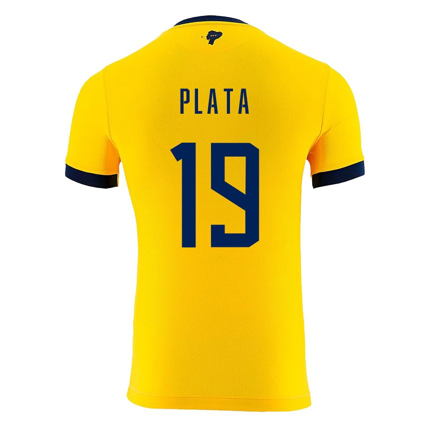 Herren Ecuadorianische Gonzalo Plata #19 Gelb Heimtrikot Trikot 22-24 T-shirt Belgien