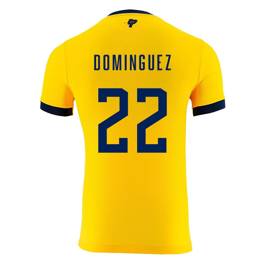 Homme Maillot Équateur Alexander Dominguez #22 Jaune Tenues Domicile 22-24 T-shirt Belgique
