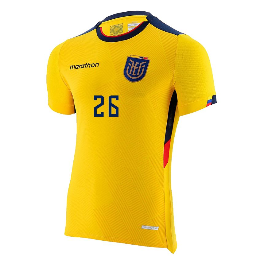 Herren Ecuadorianische Anthony Valencia #26 Gelb Heimtrikot Trikot 22-24 T-shirt Belgien