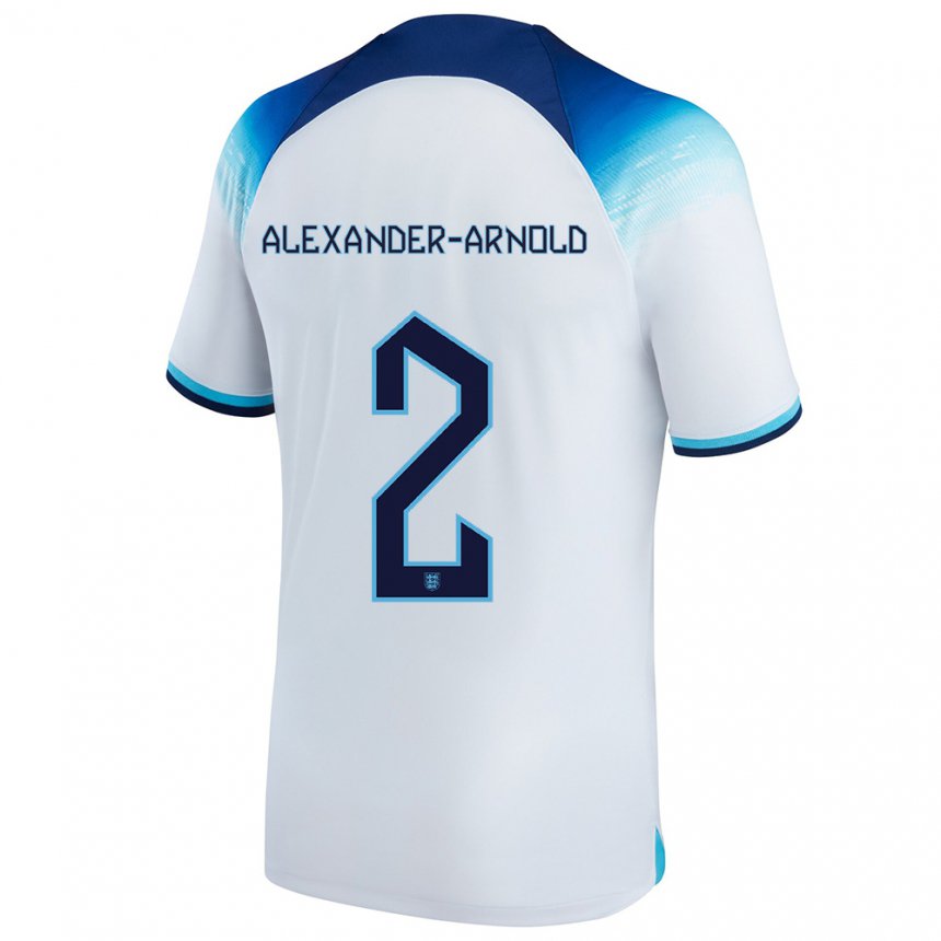 Homme Maillot Angleterre Trent Alexander-arnold #2 Blanc Bleu Tenues Domicile 22-24 T-shirt Belgique