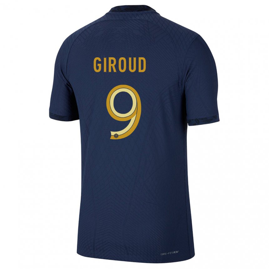 Homme Maillot France Olivier Giroud #9 Bleu Marine Tenues Domicile 22-24 T-shirt Belgique