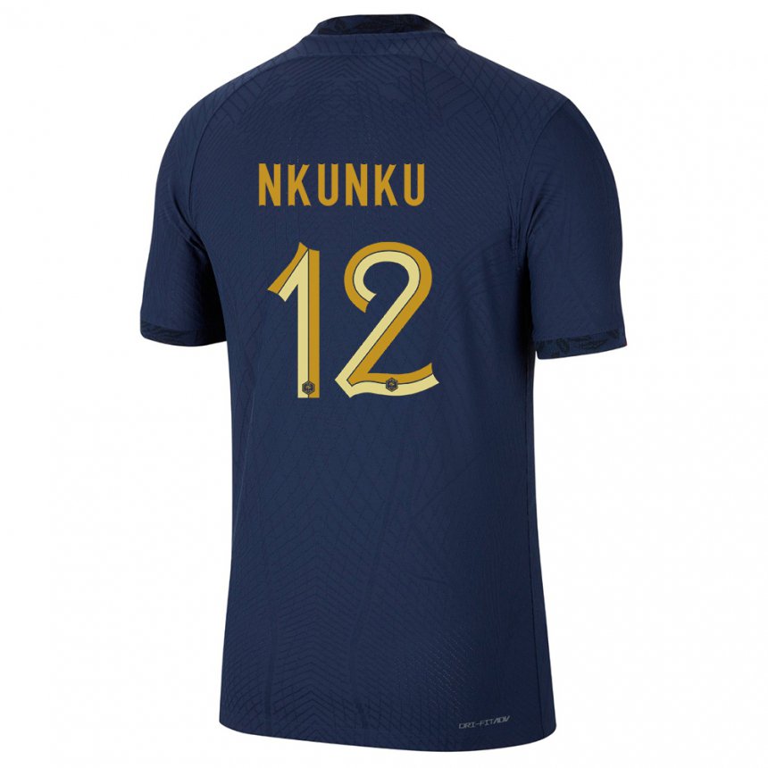 Herren Französische Christopher Nkunku #12 Marineblau Heimtrikot Trikot 22-24 T-shirt Belgien