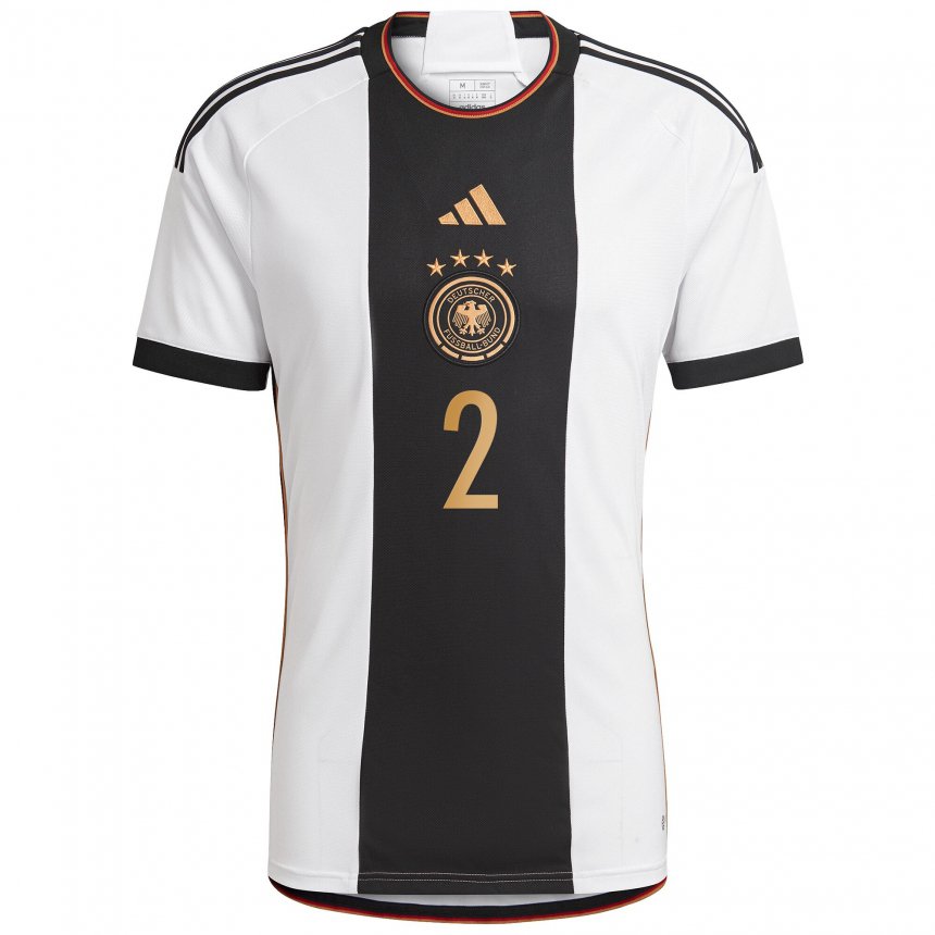 Herren Deutsche Antonio Rudiger #2 Weiß Schwarz Heimtrikot Trikot 22-24 T-shirt Belgien