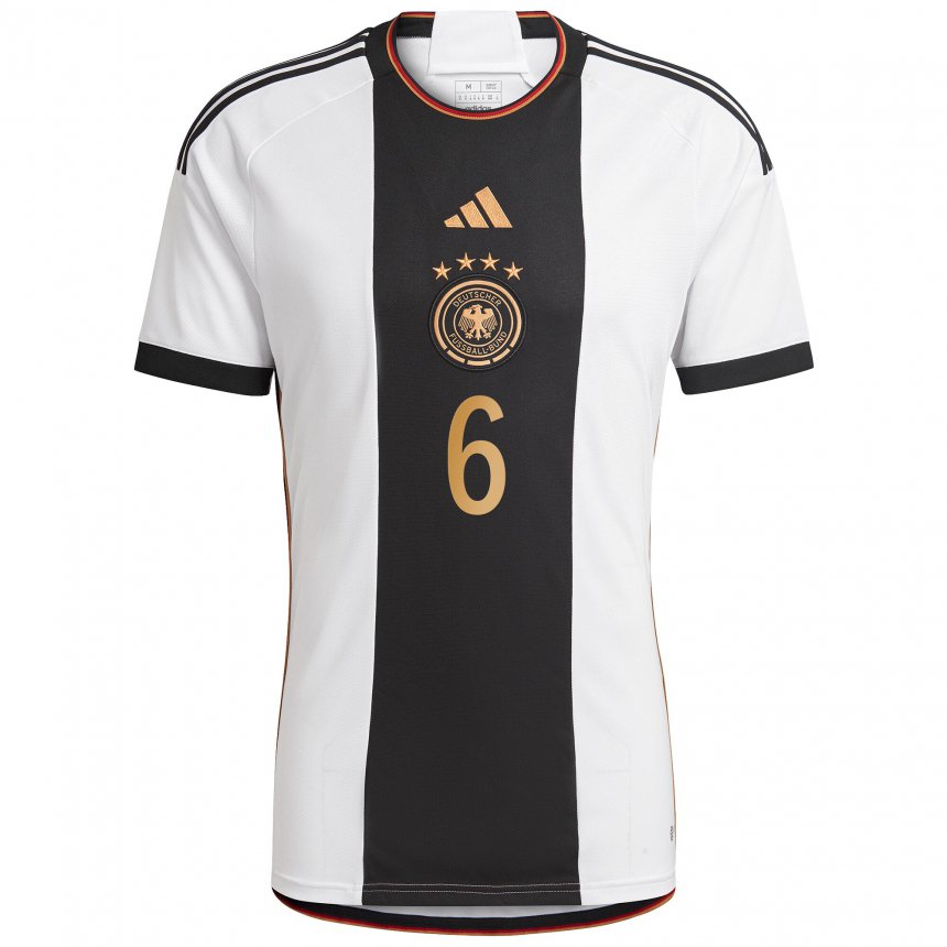 Herren Deutsche Anton Stach #6 Weiß Schwarz Heimtrikot Trikot 22-24 T-shirt Belgien