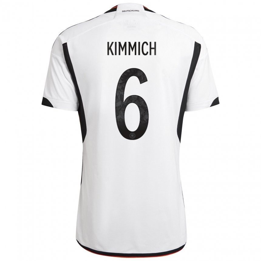 Homme Maillot Allemagne Joshua Kimmich #6 Blanc Noir Tenues Domicile 22-24 T-shirt Belgique