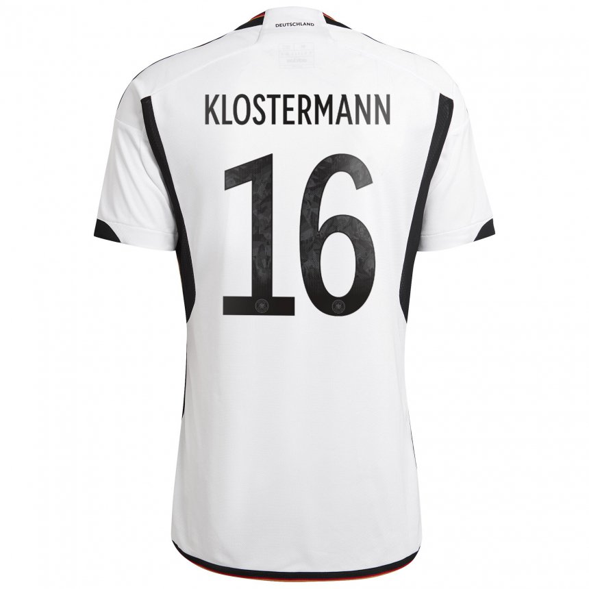 Herren Deutsche Lukas Klostermann #16 Weiß Schwarz Heimtrikot Trikot 22-24 T-shirt Belgien