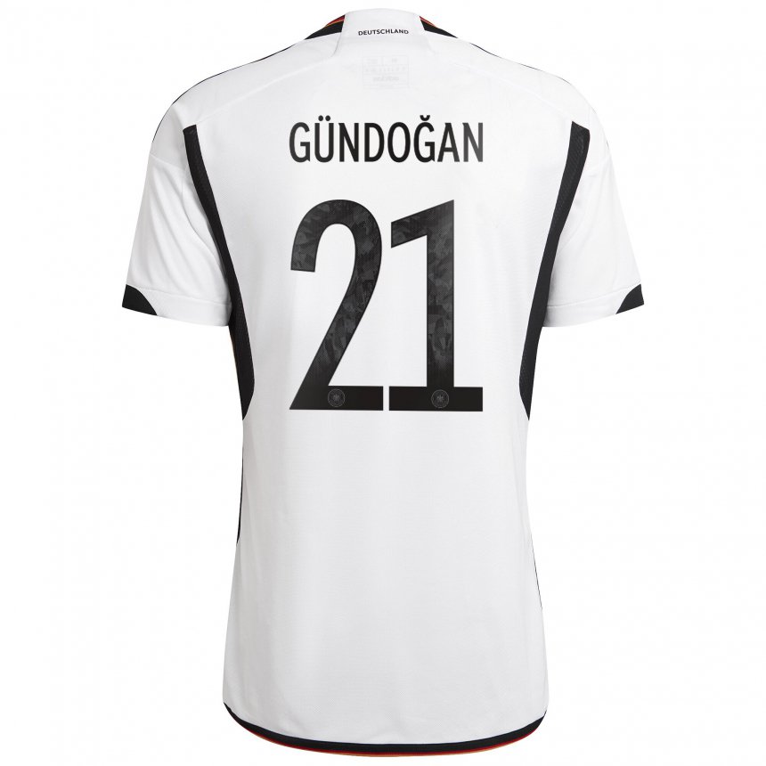 Herren Deutsche Ilkay Gundogan #21 Weiß Schwarz Heimtrikot Trikot 22-24 T-shirt Belgien