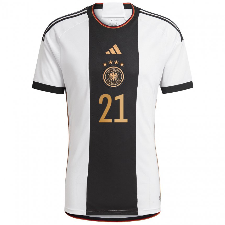 Herren Deutsche Ilkay Gundogan #21 Weiß Schwarz Heimtrikot Trikot 22-24 T-shirt Belgien