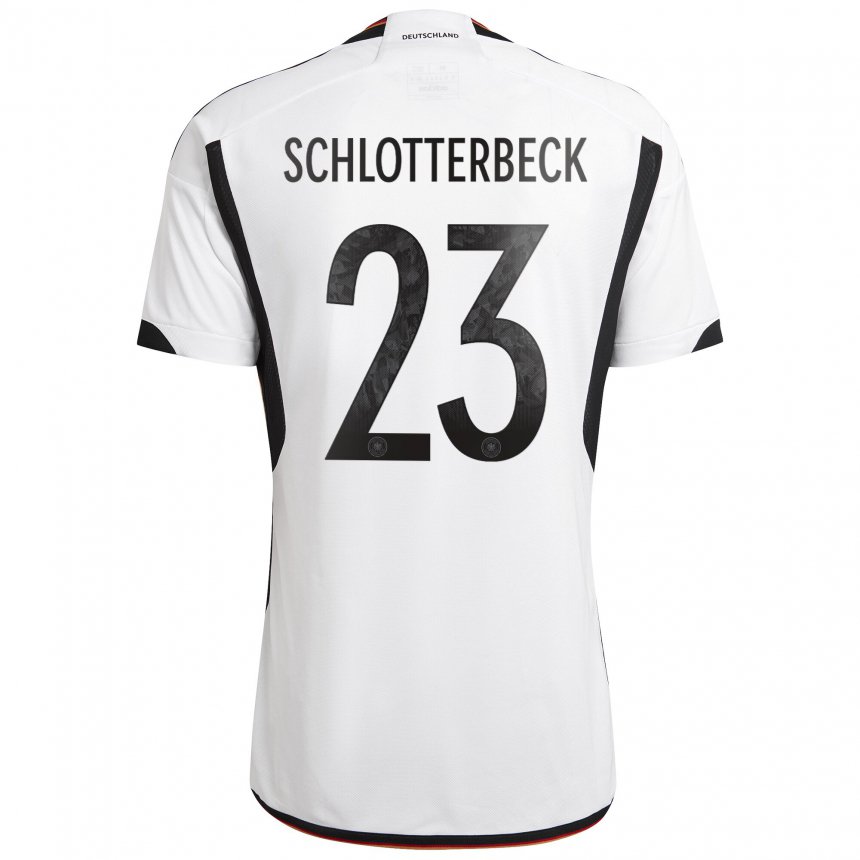 Herren Deutsche Nico Schlotterbeck #23 Weiß Schwarz Heimtrikot Trikot 22-24 T-shirt Belgien
