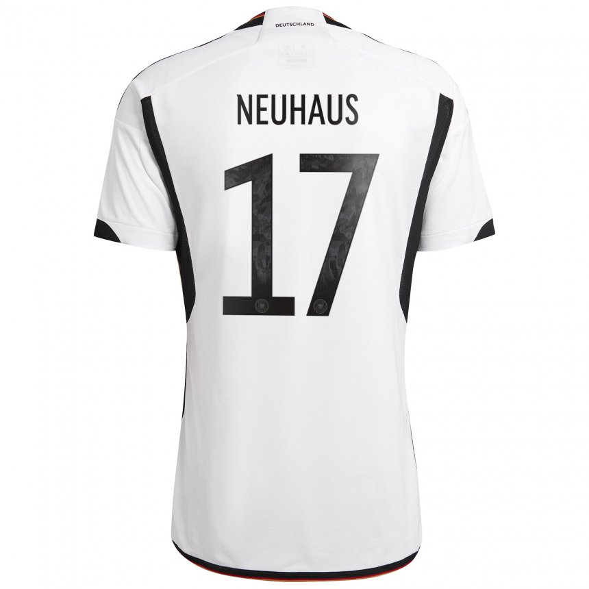 Herren Deutsche Florian Neuhaus #17 Weiß Schwarz Heimtrikot Trikot 22-24 T-shirt Belgien