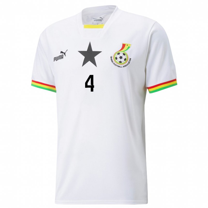 Herren Ghanaische Mohammed Salisu #4 Weiß Heimtrikot Trikot 22-24 T-shirt Belgien