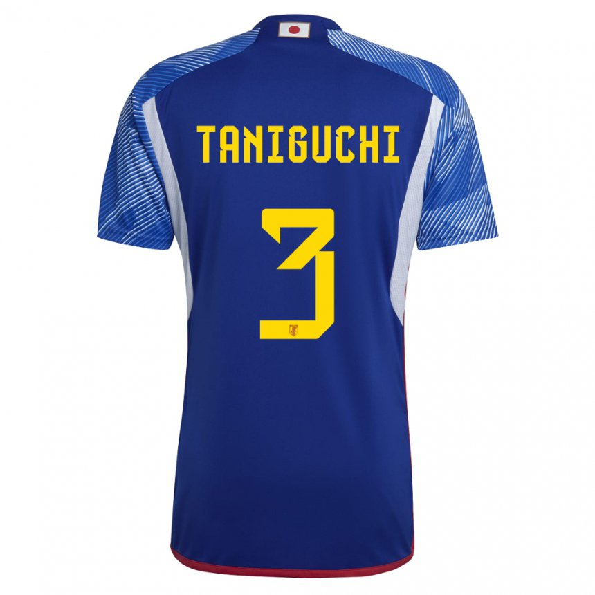 Herren Japanische Shogo Taniguchi #3 Königsblau Heimtrikot Trikot 22-24 T-shirt Belgien