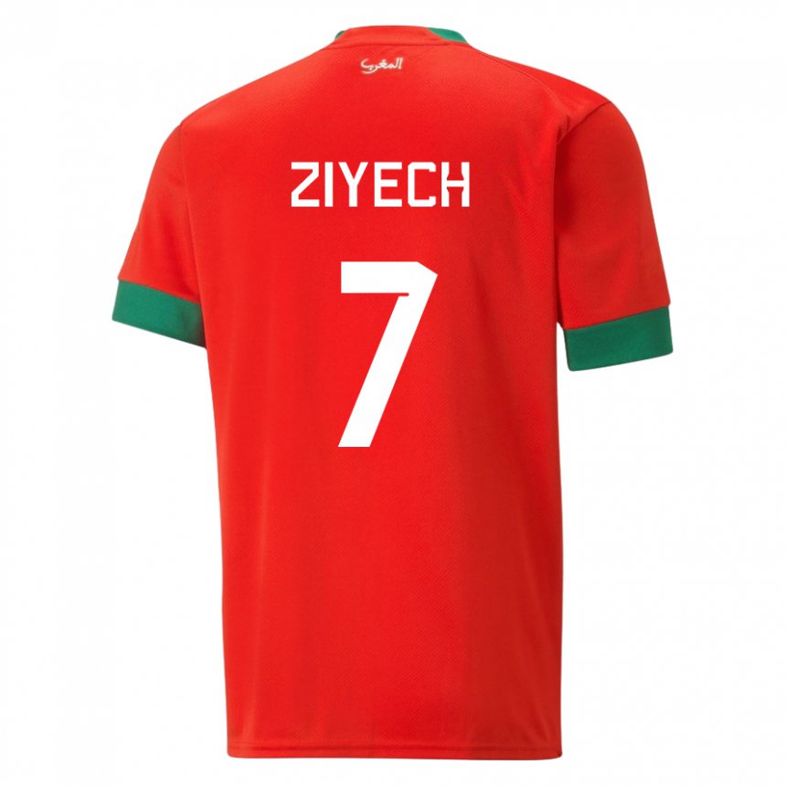 Herren Marokkanische Hakim Ziyech #7 Rot Heimtrikot Trikot 22-24 T-shirt Belgien