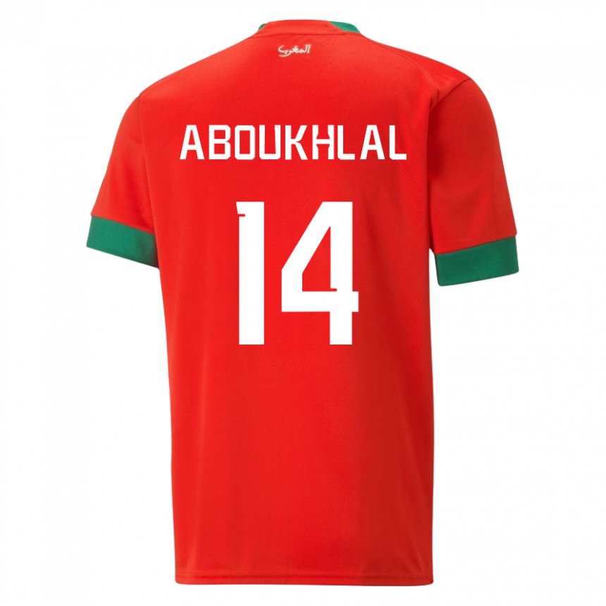 Herren Marokkanische Zakaria Aboukhlal #14 Rot Heimtrikot Trikot 22-24 T-shirt Belgien