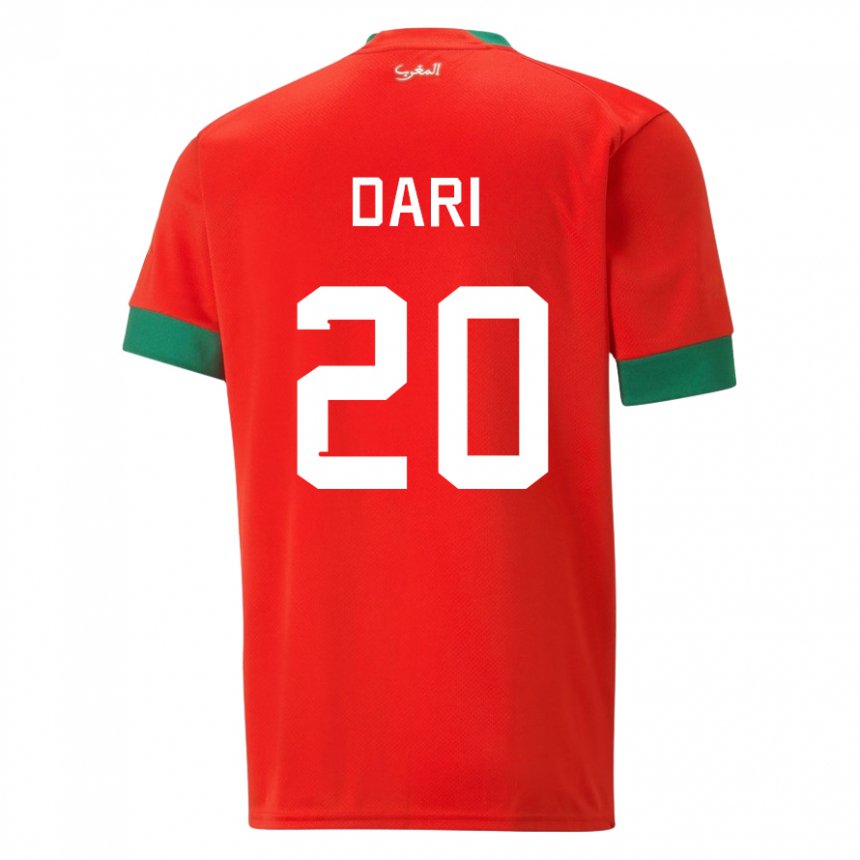 Herren Marokkanische Achraf Dari #20 Rot Heimtrikot Trikot 22-24 T-shirt Belgien