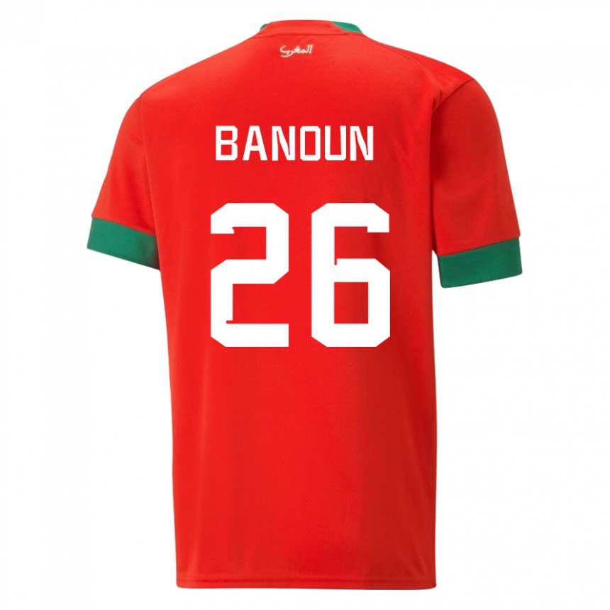 Heren Marokkaans Badr Banoun #26 Rood Thuisshirt Thuistenue 22-24 T-shirt België