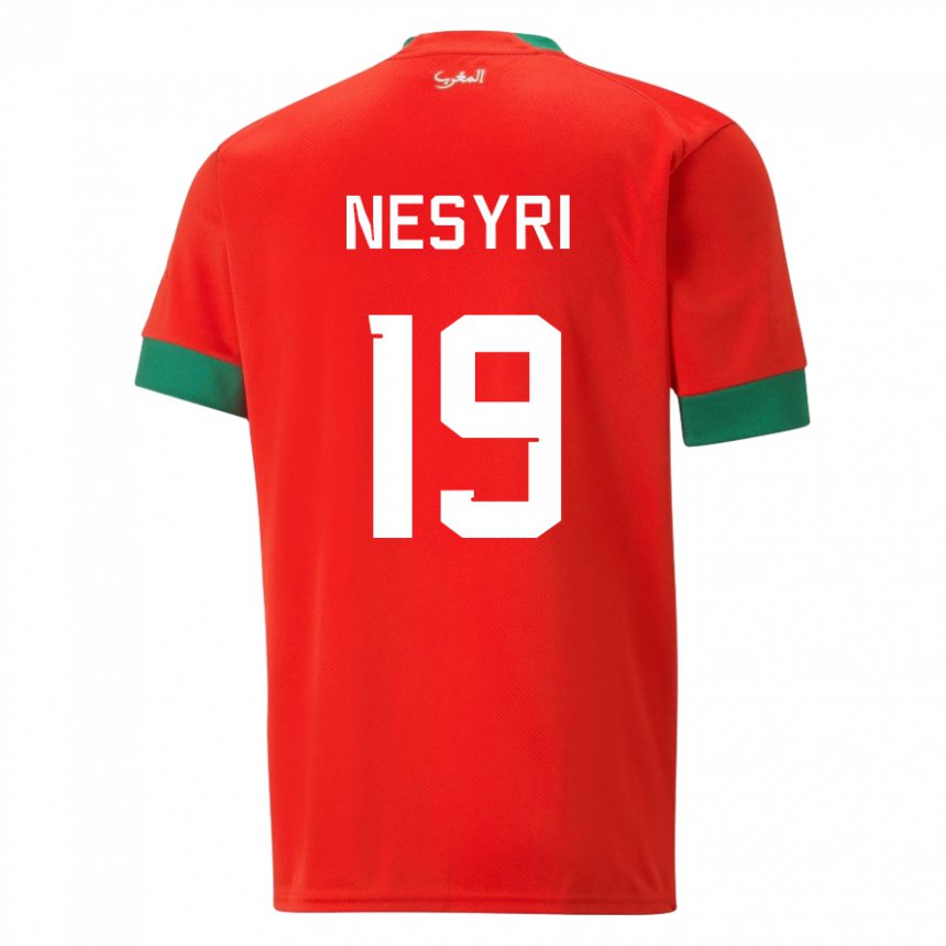 Herren Marokkanische Youssef En-nesyri #19 Rot Heimtrikot Trikot 22-24 T-shirt Belgien